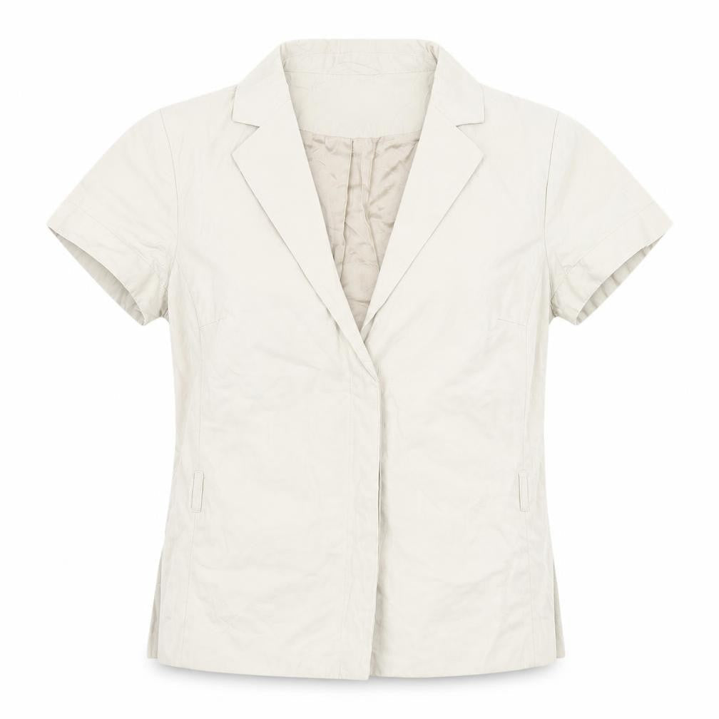 H&M Women's Beige Collared Shirt with Short Sleeves