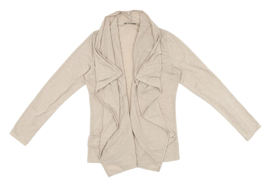 Oasis Women's Beige Coatigan, Size S, Relaxed Fit Casual Long