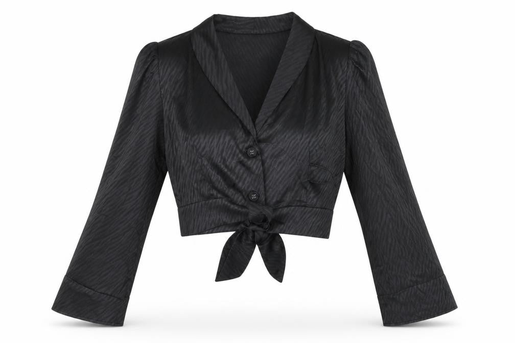Eight Paris Women's Black Cropped Blouse, Size L