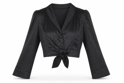 Eight Paris Women's Black Cropped Blouse, Size L