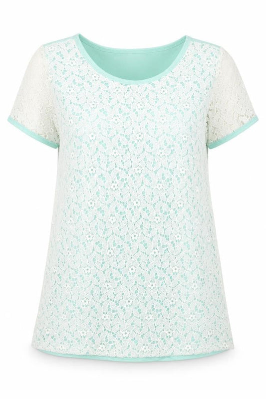 17 Club Women's Green Lace T-Shirt, Size M