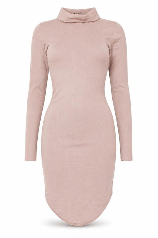 Missguided Women's Pink Long Sleeve High Neck Dress