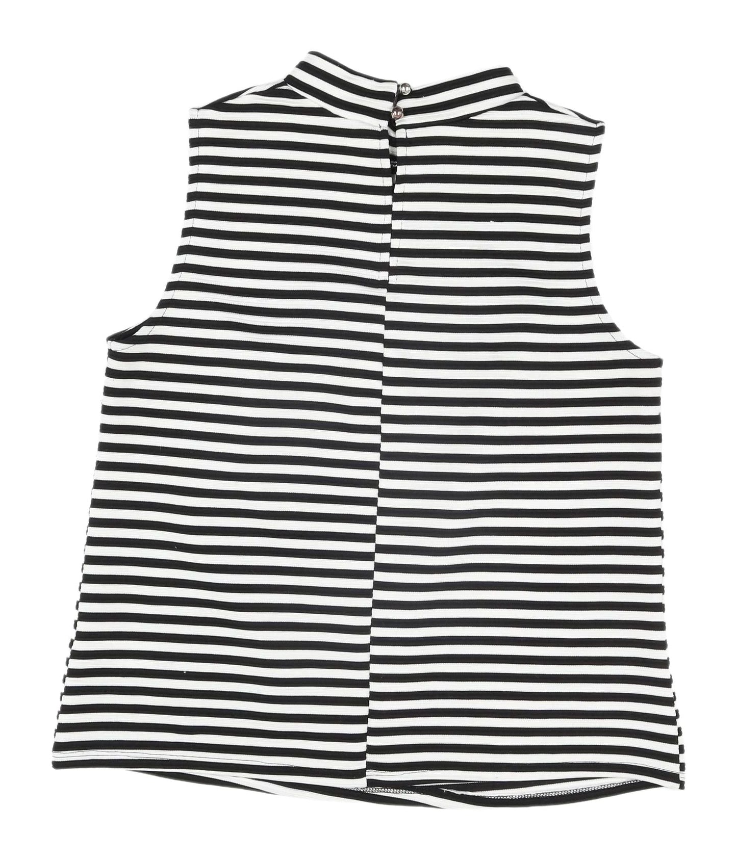 South Women's Black Striped Mock Neck Tank Top UK 16