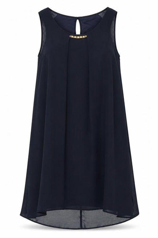 Wallis Women's Blue Shift Dress UK 14 Sleeveless Keyhole