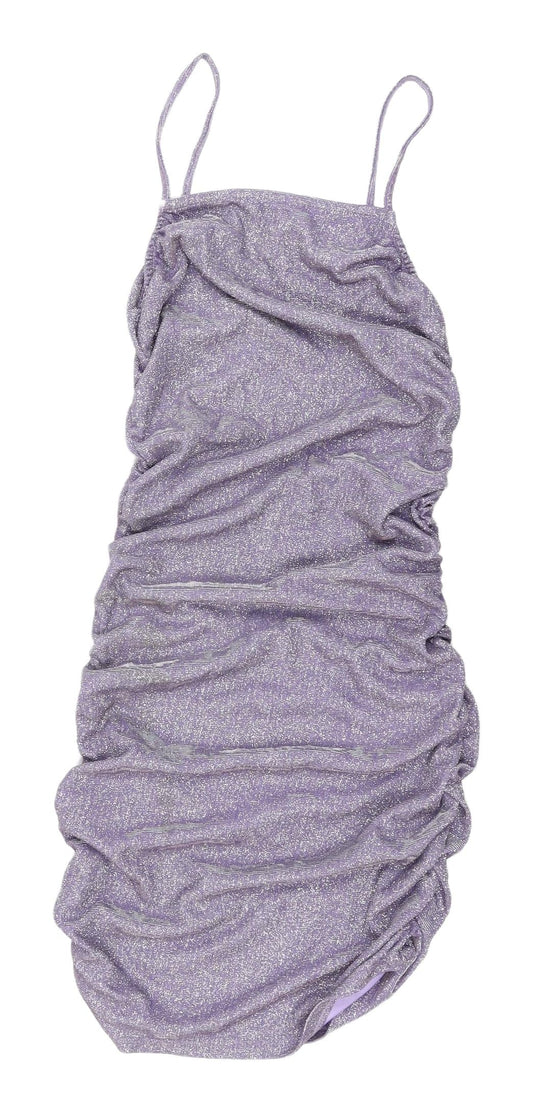 H&M Women's Purple Glitter Bodycon Mini Dress XS