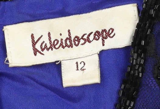 Kaleidoscope Women's Blue Beaded Lace Blouse, Size 12
