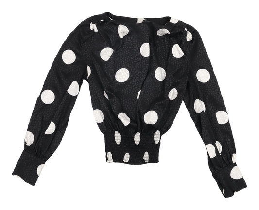 New Look Women's Black Polka Dot Blouse, Size 4