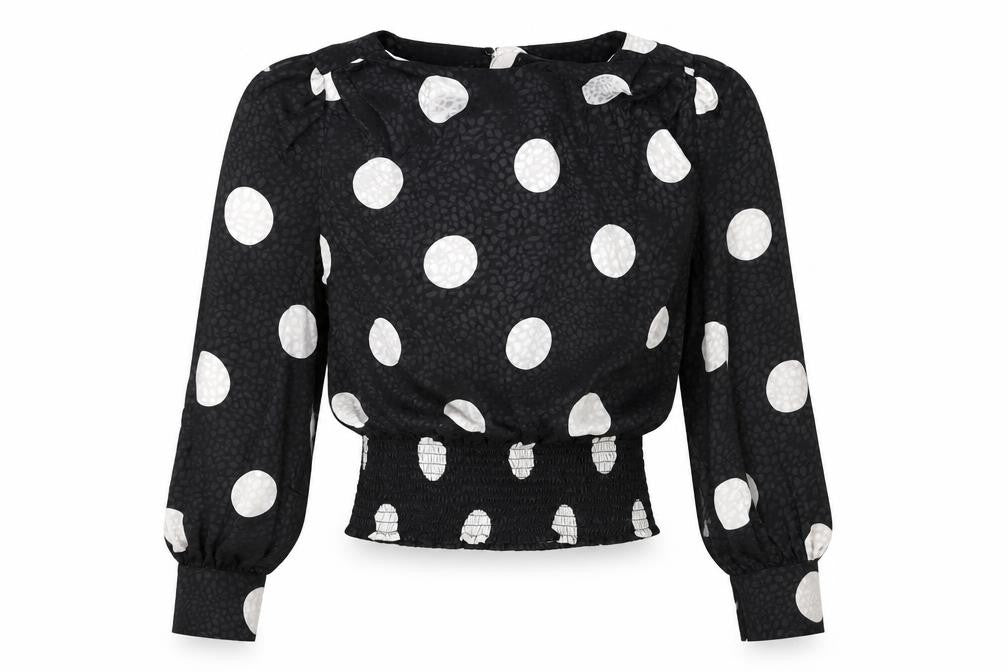 New Look Women's Black Polka Dot Blouse, Size 4