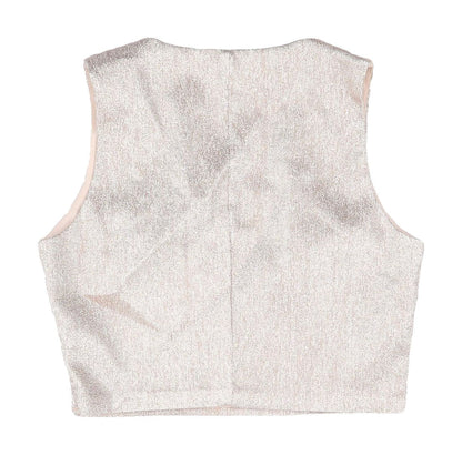 Back view of Miss Selfridge Women's Silver Cropped Blouse UK 12