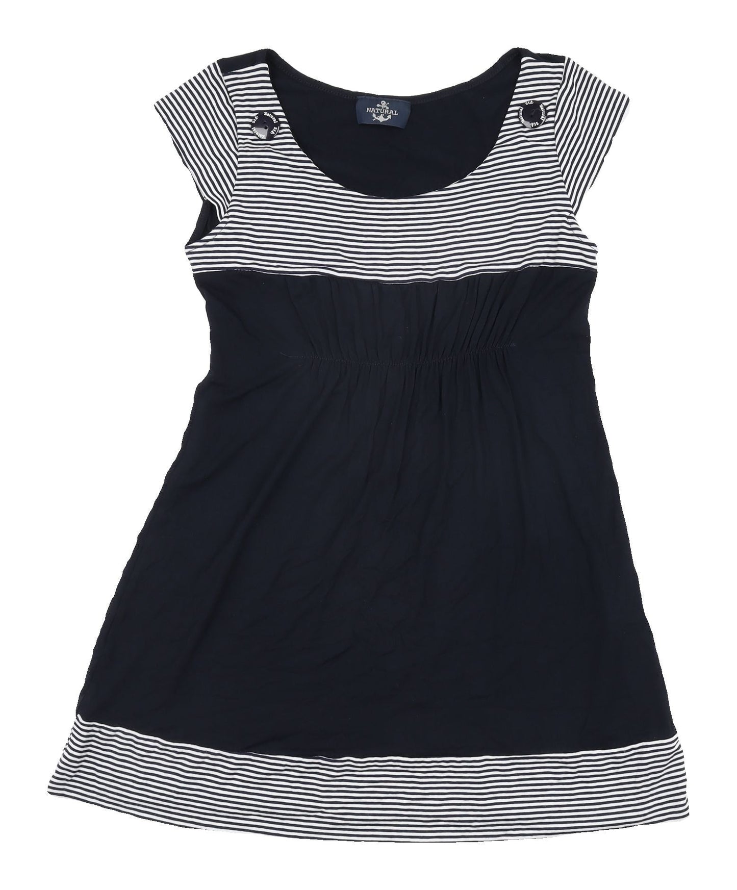 Natural Women's Black Tunic with Button Accents, M