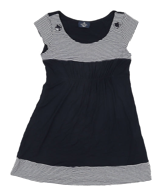 Natural Women's Black Tunic with Button Accents, M