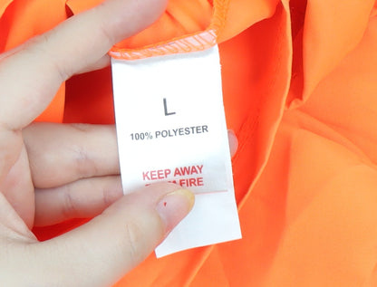 Brand and care label for Rising Orange Cropped Button-Up Shirt, size L