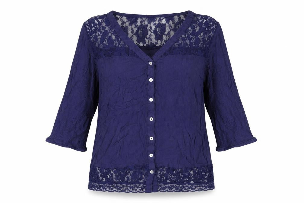 Julipa Women's Blue Lace Trim Blouse Size 14