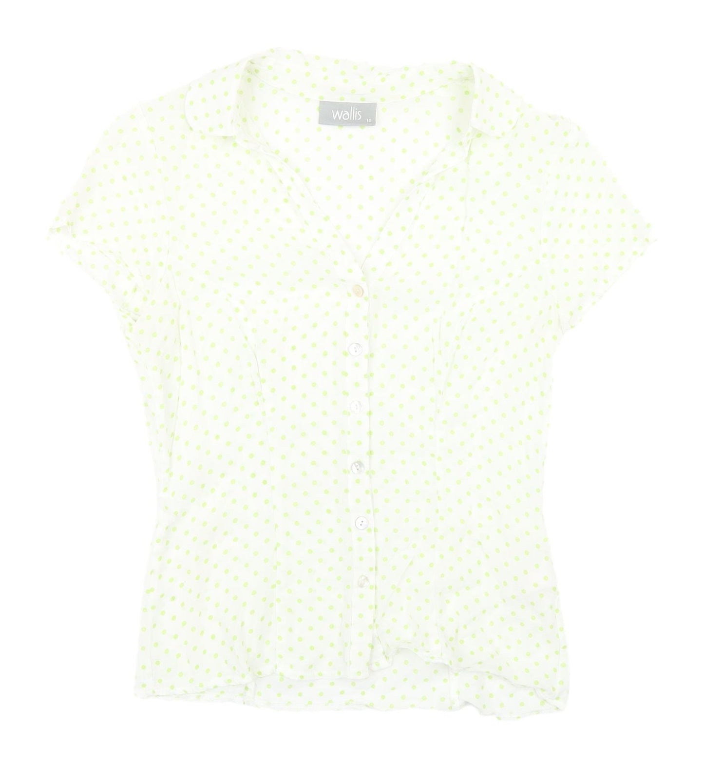 Wallis Women's White Polka Dot Blouse, Size 10