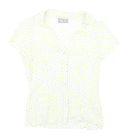 Wallis Women's White Polka Dot Blouse, Size 10