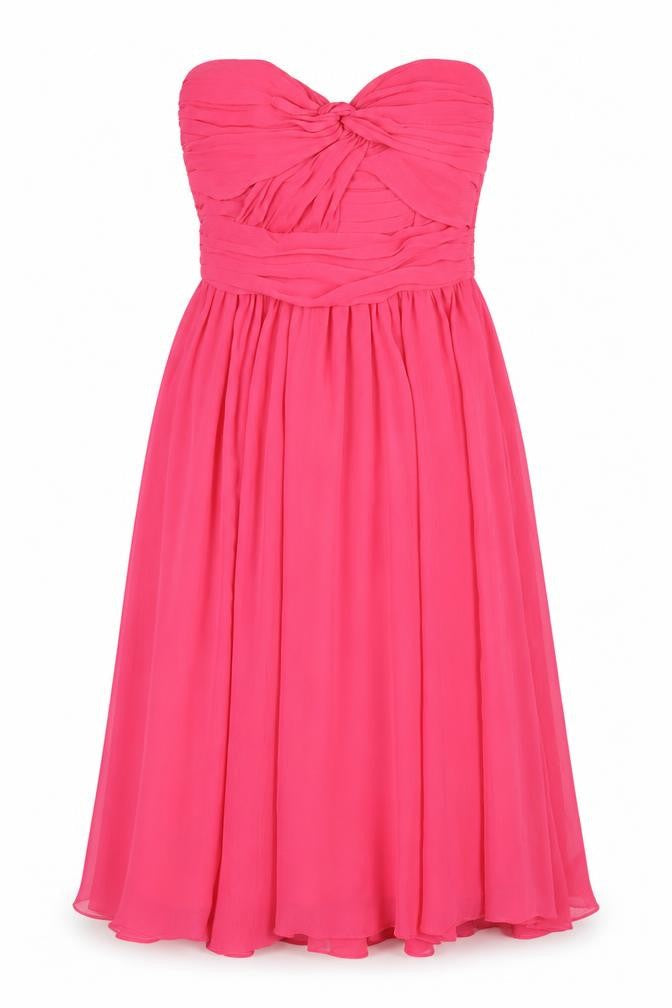 H&M Pink Strapless Ruched Dress Women Size 6