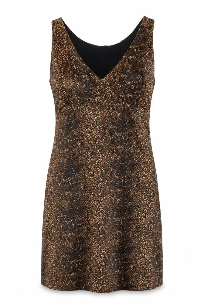 Fransa Women’s Brown Animal Print Slip Dress L