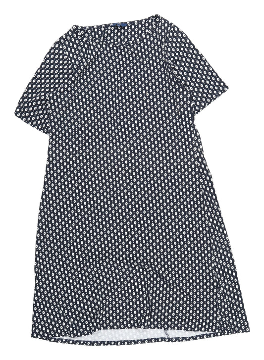 Cotton Traders Blue Geometric Shift Dress Size 12