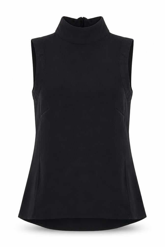 H&M Women's Black Sleeveless Tie Neck Blouse, Size 6
