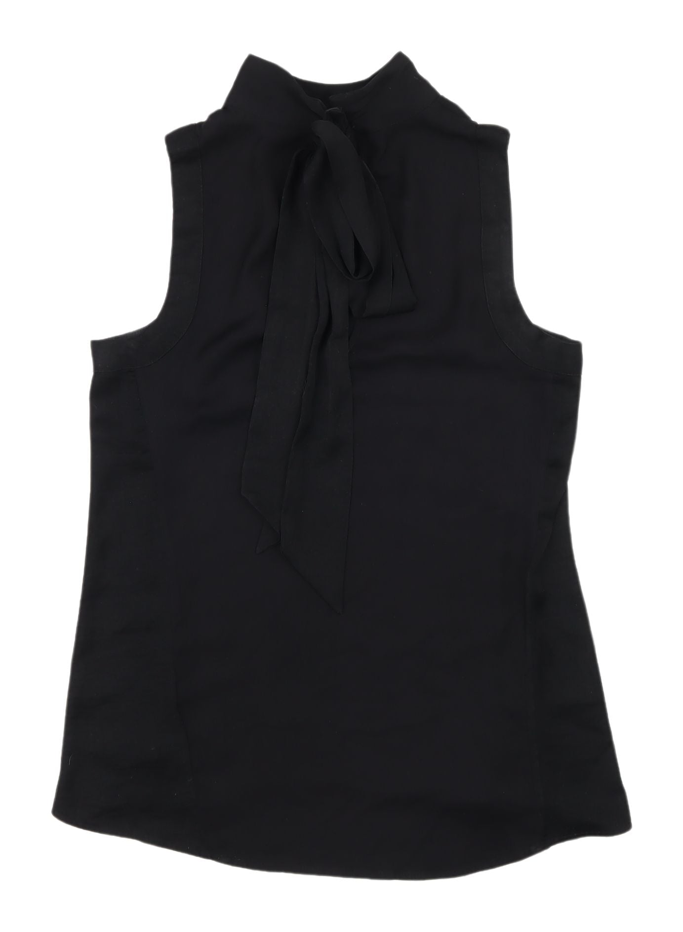 H&M Women's Black Sleeveless Tie Neck Blouse, Size 6