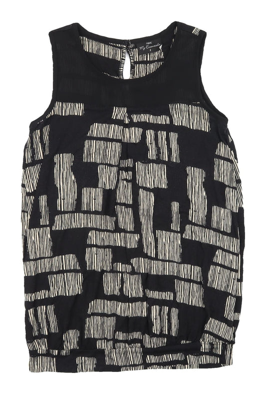Next Women's Black Geometric Tank Top Size 8 Regular