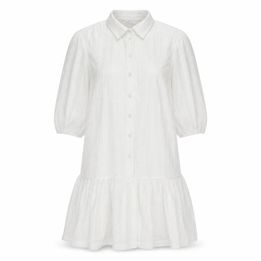 LCW Casual Women's White Collared Shirt Dress S
