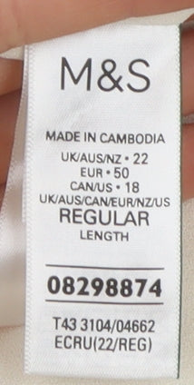 Marks and Spencer Ivory Blouse, Size 22, Long Sleeve