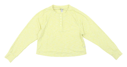 Sisstrevolution Yellow Cropped T-Shirt, UK 10, Henley Style