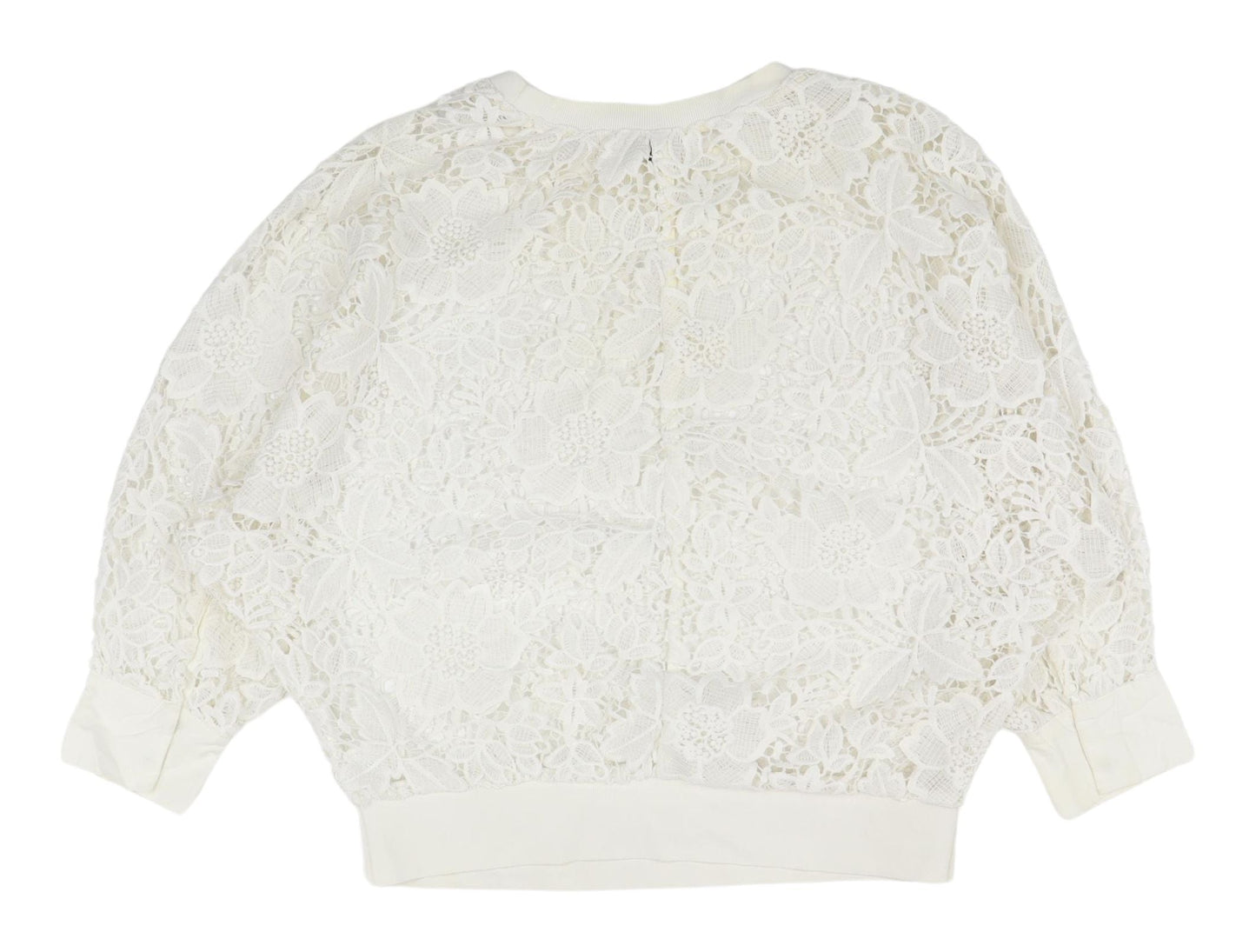 YAYA Women White Cropped Lace Top Size 6 Regular Fit