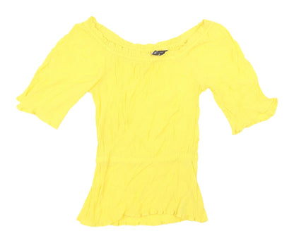 Additional front view of Marks & Spencer Yellow Off Shoulder Flutter Sleeve Blouse