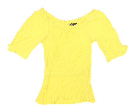Marks and Spencer Yellow Off Shoulder Flutter Sleeve Blouse