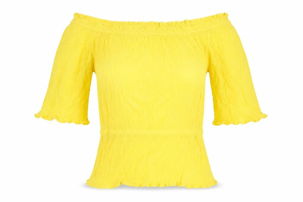 Marks & Spencer Yellow Off Shoulder Flutter Sleeve Blouse
