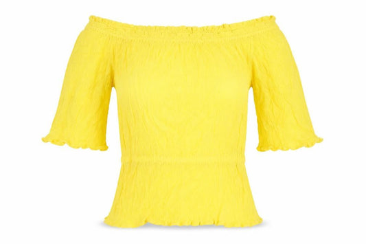 Marks & Spencer Yellow Off Shoulder Flutter Sleeve Blouse