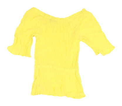 Back view of Marks & Spencer Yellow Off Shoulder Flutter Sleeve Blouse
