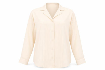 Boohoo Womens Beige Striped Polyester Basic Button-Up Size 6 Collared