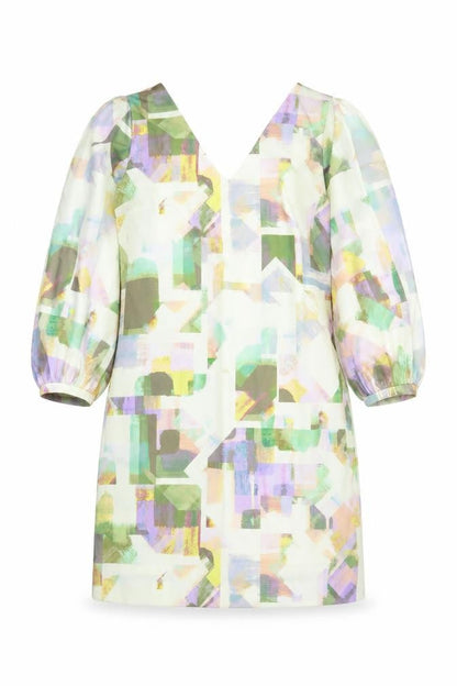 Next Womens Multicoloured Geometric Polyester A-Line Size 10 V-Neck Pullover - Cold Shoulder