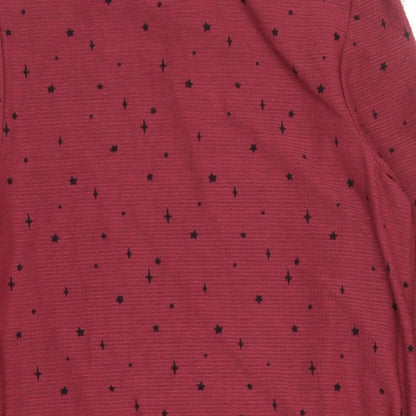 Next Womens Red Geometric Polyester A-Line Size 12 Mock Neck Pullover - Star Pattern
