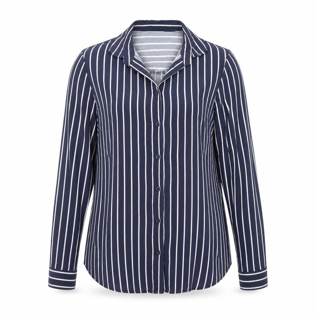 Divided by H&M Womens Blue Striped Viscose Basic Button-Up Size 10 Collared