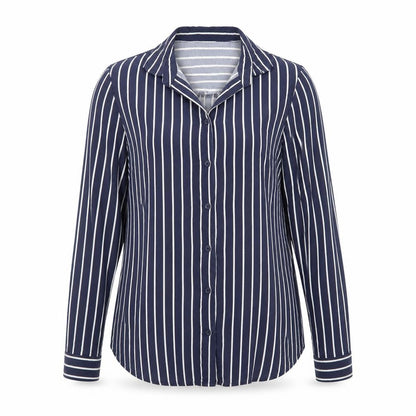Divided by H&M Womens Blue Striped Viscose Basic Button-Up Size 10 Collared