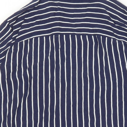 Divided by H&M Womens Blue Striped Viscose Basic Button-Up Size 10 Collared