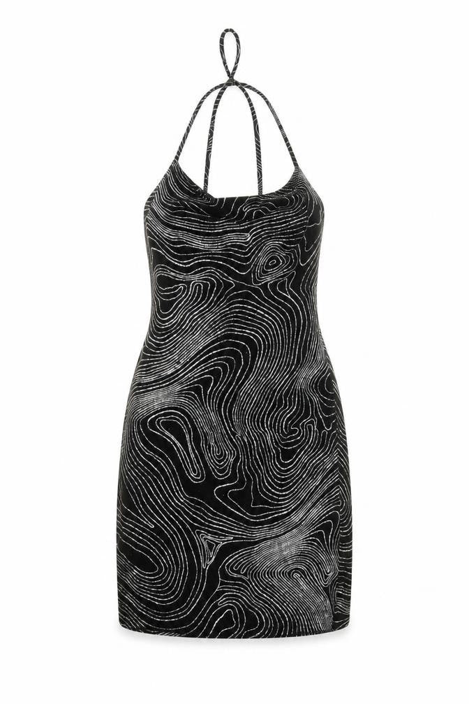 Divided by H&M Womens Black Geometric Polyester Bodycon Size S Cowl Neck Pullover - Glitter Effect
