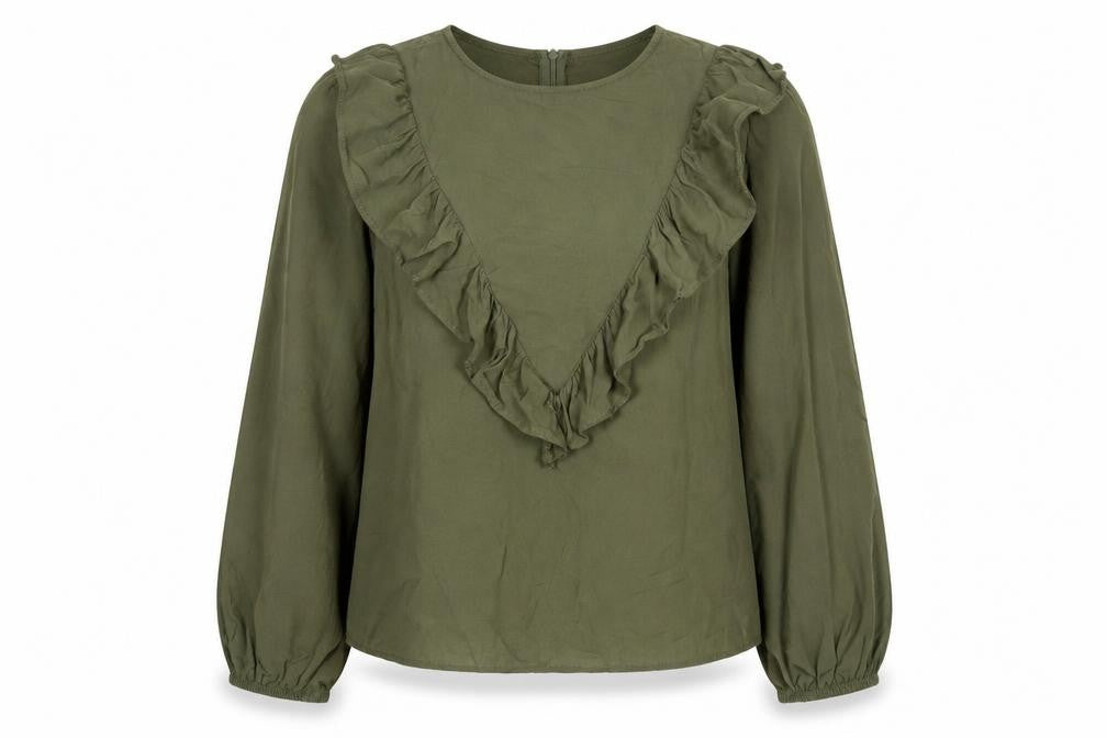 Warehouse Womens Green Viscose Basic Blouse Size 12 Round Neck