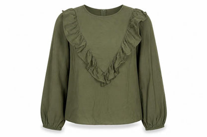 Warehouse Womens Green Viscose Basic Blouse Size 12 Round Neck