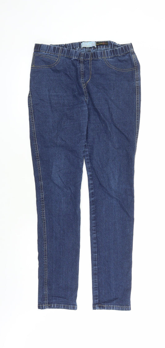 Parisian Womens Blue Cotton Jegging Jeans Size 10 L29 in Regular - Elasticated Waist