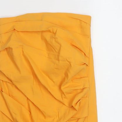 Bershka Womens Orange Cotton Basic T-Shirt Size XS Off the Shoulder