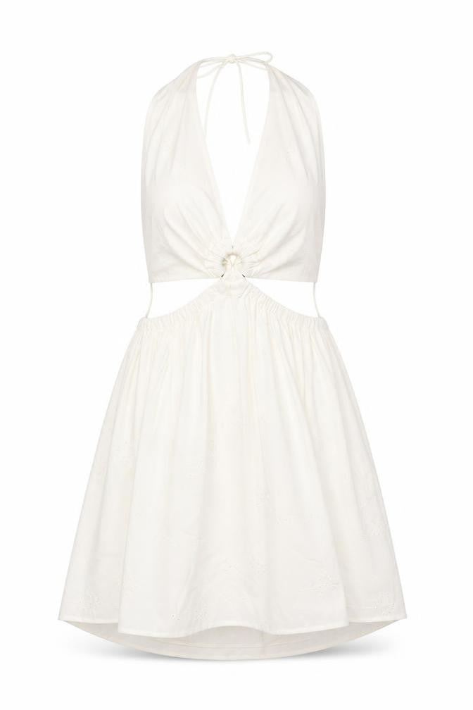 Bershka Womens Ivory Cotton A-Line Size M V-Neck Tie