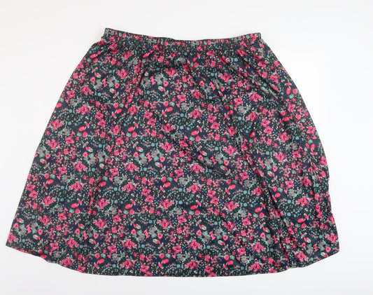 Fashion Frendly Womens Multicoloured Floral Polyester A-Line Skirt Size XL