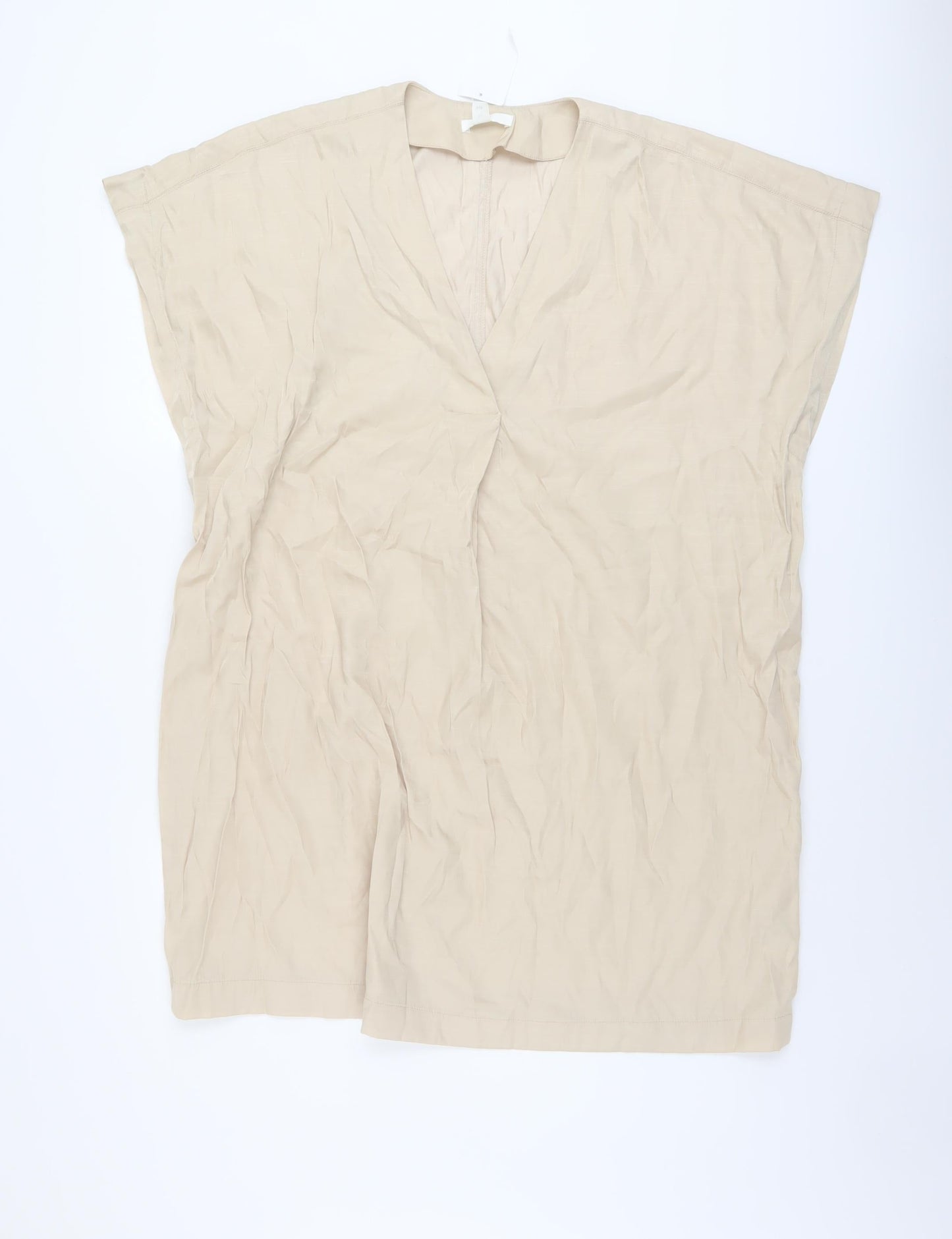 H&M Womens Beige Polyester Tunic Blouse Size XS V-Neck