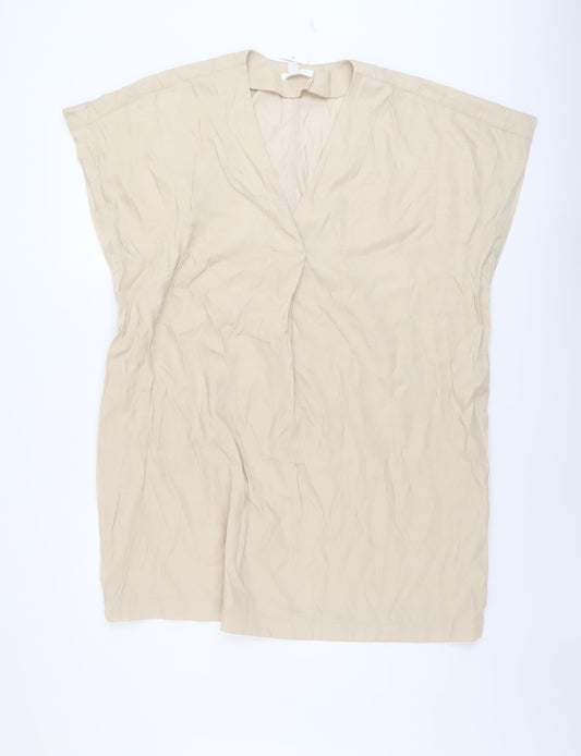 H&M Womens Beige Polyester Tunic Blouse Size XS V-Neck