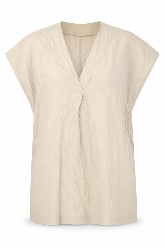 H&M Womens Beige Polyester Tunic Blouse Size XS V-Neck